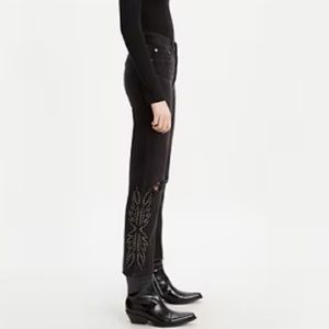 SOLD Levi’s 501® ORIGINAL CROPPED WOMEN'S JEANS Black Studded Flame Detail SOLD